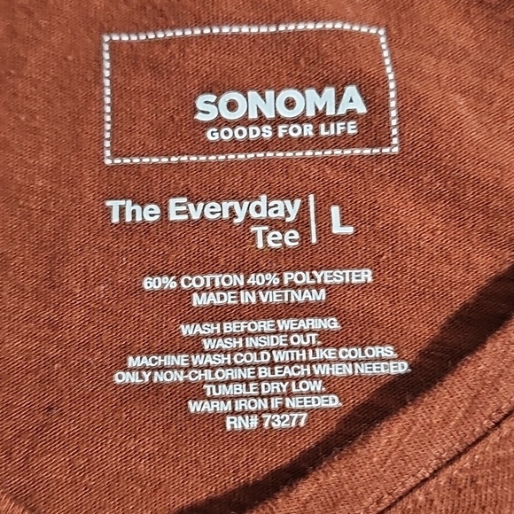 Sonoma Everyday Tee Orange Brown Cactus Long Sleeve V Neck T-shirt Size L - Picture 3 of 5